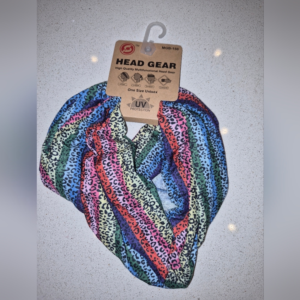NEW SP Imports Head Gear Multicolor Leopard Print Headband Scarf Neckerchief Etc